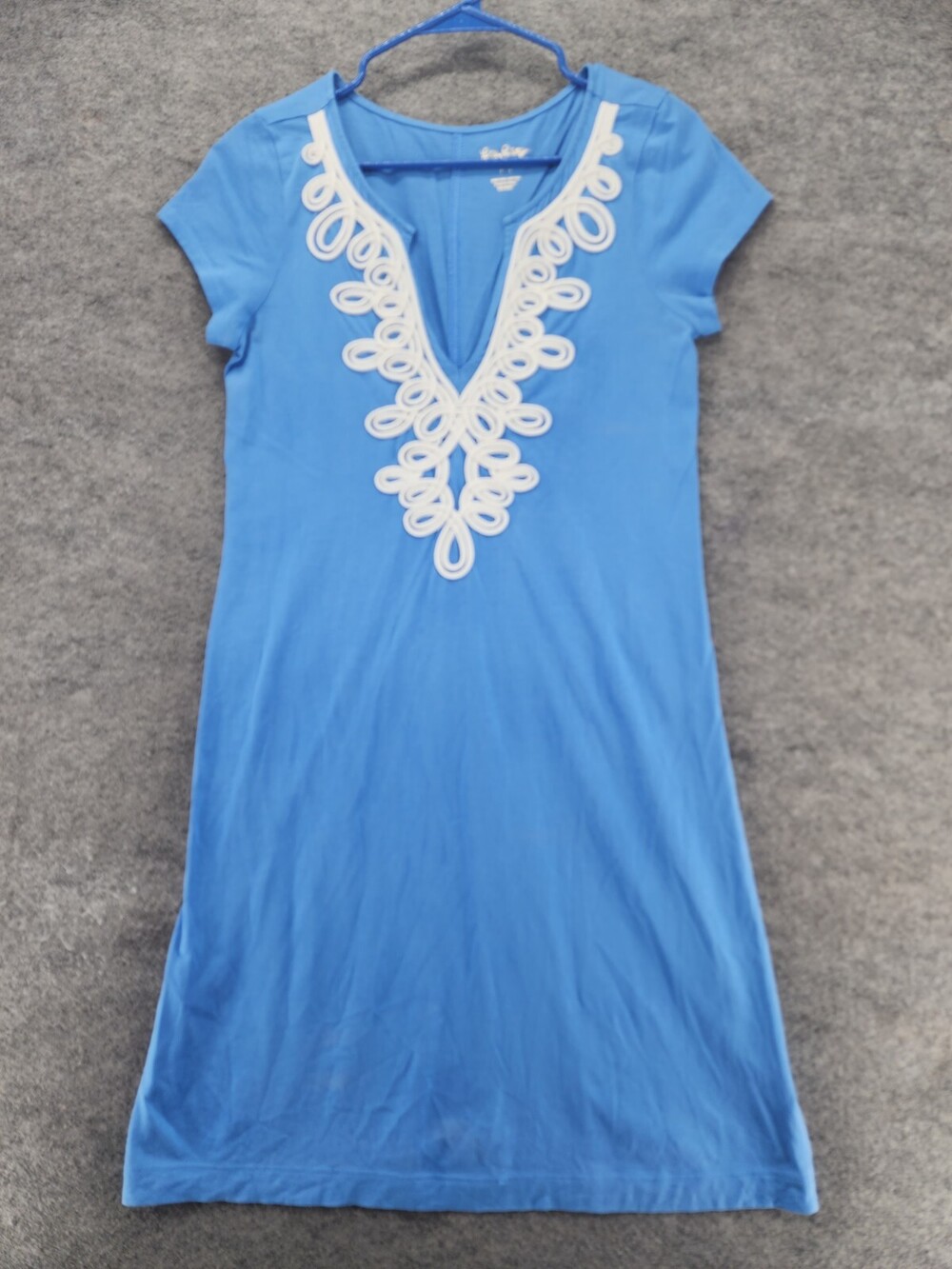 Lily Pulitzer Dress Womens Medium Short Sleeve Blue V Neck